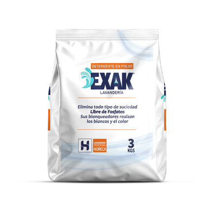DETERGENTE EN POLVO  EXAK® [CAJA DE 6 BOLSAS DE 3 KGS]